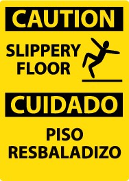 Caution Slippery Floor Spanish Sign (#ESC366)
