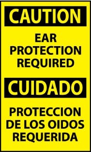 Caution Ear Protection Required Spanish Machine Label (#ESC472AP)