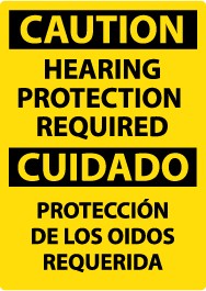 Caution Hearing Protection Required Spanish Sign (#ESC513)