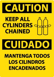 Caution Keep All Cylinders Chained Spanish Sign (#ESC530)