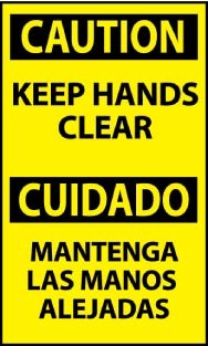 Caution Keep Hands Clear Spanish Machine Label (#ESC536AP)