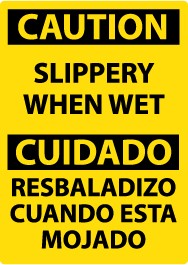 Caution Slippery When Wet Spanish Sign (#ESC57)
