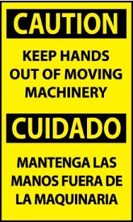 Caution Keep Hands Out Of Moving Machinery Spanish Machine Label (#ESC622AP)