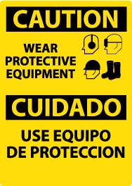 Caution Wear Protective Equipment Spanish Sign (#ESC653)