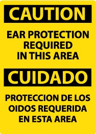 Caution Ear Protection Required In This Area Spanish Sign (#ESC73)