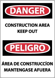 Danger Construction Area Keep Out Spanish Sign (#ESD132)