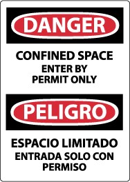 Danger Confined Space Enter By Permit Only Spanish Sign (#ESD162)