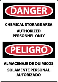 Danger Chemical Storage Area Authorized Personnel Only Spanish Sign (#ESD240)