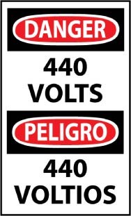 Danger 440 Volts Spanish Machine Label (#ESD325AP)