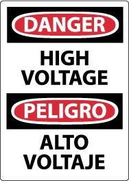 Danger High Voltage Spanish Machine Label (#ESD49AP)