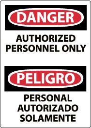Danger Authorized Personnel Only Spanish Machine Label (#ESD9AP)
