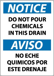 Notice Do Not Pour Chemicals In This Drain Spanish Sign (#ESN130)