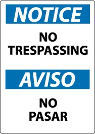Notice No Trespassing Spanish Sign (#ESN218)