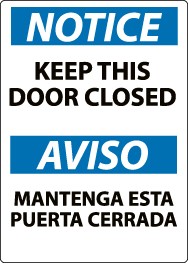 Notice Keep This Door Closed Spanish Sign (#ESN2)