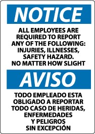 Notice All Employees Are Required To Report… Spanish Sign (#ESN367)