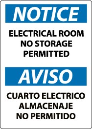 Notice Electrical Room No Storage Permitted Spanish Sign (#ESN368)