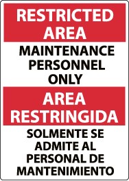 Restricted Area Maintenance Personnel Only Spanish Sign (#ESRA15)