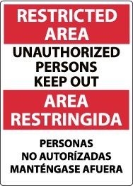Restricted Area Unauthorized Persons Keep Out Spanish Sign (#ESRA29)