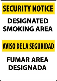 Security Notice Designated Smoking Area Spanish Sign (#ESSN102)