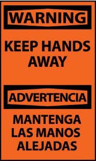 Warning Keep Hands Away Spanish Machine Label (#ESW449AP)