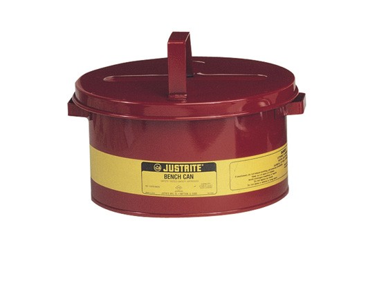 Justrite Bench Can For Solvents, Steel, 3 Gallon, Red (#10775)