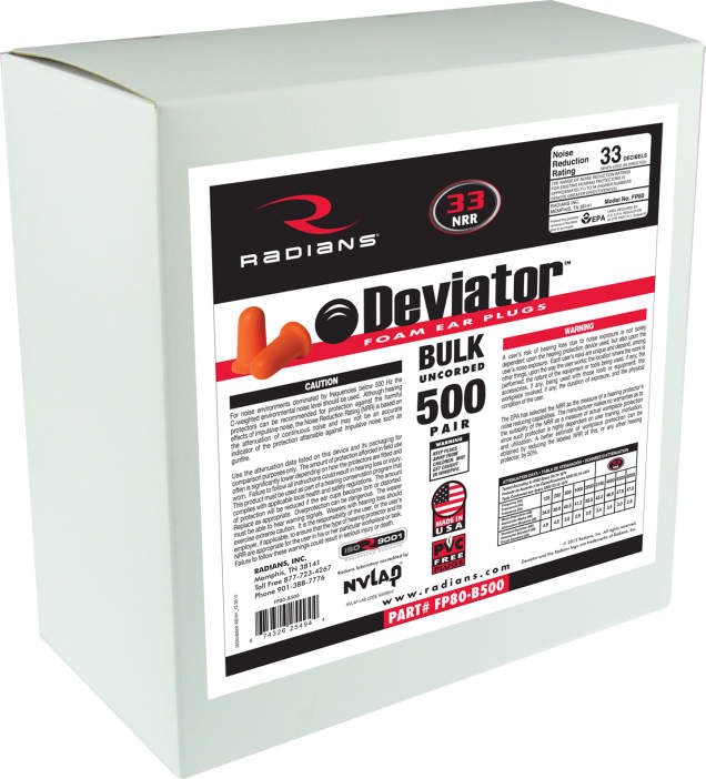 Radians Deviator® 33 Disposable Foam Earplug 500 Pair Dispenser Refill (#FP80-B500)