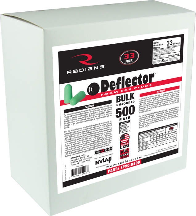 Radians Deflector® 33 Disposable Foam Earplug 500 Pair Dispenser Refill (#FP90-B500)