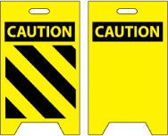 Caution with stripes/Caution blank Double-Sided Floor Sign (#FS15)
