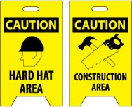 Caution Hard Hat Area/Caution Construction Area Double-Sided Floor Sign (#FS16)