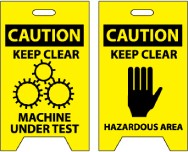 Caution Keep Clear Machine Under Test/Caution Keep Clear Hazardous Area Double-Sided Floor Sign (#FS17)
