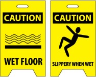 Caution Wet Floor/Caution Slippery When Wet Double-Sided Floor Sign (#FS1)
