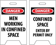 Danger Men Working In Confined Space/Danger Confined Space Enter By Permit Only Double-Sided Floor Sign (#FS21)