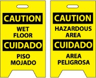 Caution Wet Floor Cuidado Piso Mojado/Caution Hazardous Area Cuidado Area Peligrosa Double-Sided Floor Sign (#FS26)