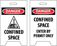 Danger Confined Space/Danger Confined Space Enter By Permit Only Double-Sided Floor Sign (#FS33)
