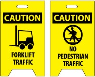 Caution Forklift Traffic/Caution No Pedestrian Traffic Double-Sided Floor Sign (#FS34)