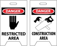 Danger Restricted Area/Danger Construction Area Double-Sided Floor Sign (#FS35)