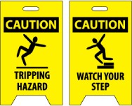 Caution Tripping Hazard/Caution Watch Your Step Double-Sided Floor Sign (#FS36)