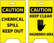 Caution Chemical Spill Keep Out/Caution Keep Clear Hazardous Area Double-Sided Floor Sign (#FS5)