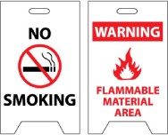 No Smoking/Warning Flammable Material Area Double-Sided Floor Sign (#FS7)