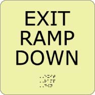 Exit Ramp Down Glow Office ADA Sign (#GADA102BK)