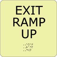 Exit Ramp Up Glow Office ADA Sign (#GADA103BK)