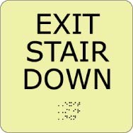 Exit Stair Down Glow Office ADA Sign (#GADA105BK)