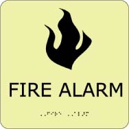 Fire Alarm Glow Office ADA Sign (#GADA107BK)