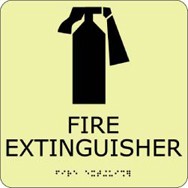Fire Extinguisher Glow Office ADA Sign (#GADA110BK)
