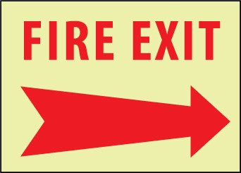 Fire Exit (arrow right) Glow Sign (#GL138)