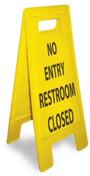 Caution No Entry Restroom Closed Heavy Duty Floor Stand (#HDFS206)