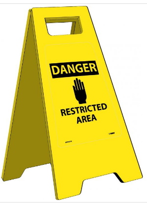Caution Danger Restricted Area Heavy Duty Floor Stand (#HDFS210)