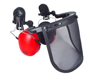 Face Shield Cap Adaptor with Wire Mesh Visor and Ear Muff (#HG-410BWM)