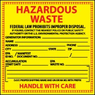 Hazardous Waste Label, Specific Chemical (#HW10)
