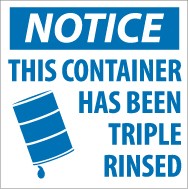 Notice This Container Has Been Triple Rinsed Label (#HW23)